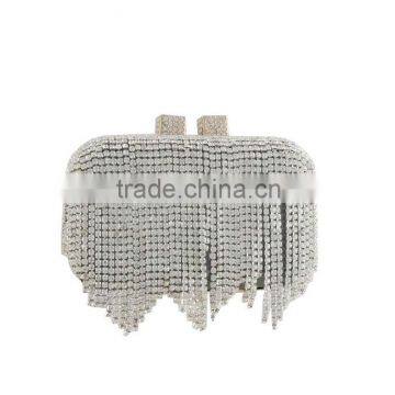 EV2043 Newest design metal frame silver evening bags with crystal