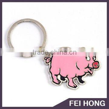 OEM zinc alloy cartoon pink pig shape keychain for giveaway