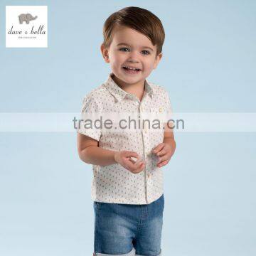 DB3804 dave bella summer baby boy printed shirt infant clothes toddle tops baby cotton shirt boy handsome tee