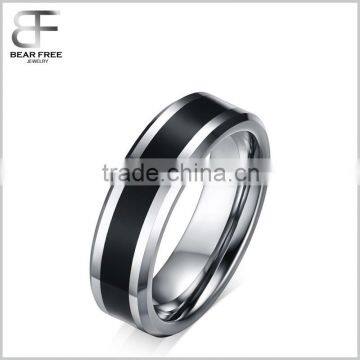 Bear Free Jewelry Tungsten Carbide Men's 6mm Enamel Engagement wedding ring Band Silver Black Two Tones