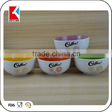 cheap silkscreen custom logo printing soup bowl cereal ceramic soup bowl