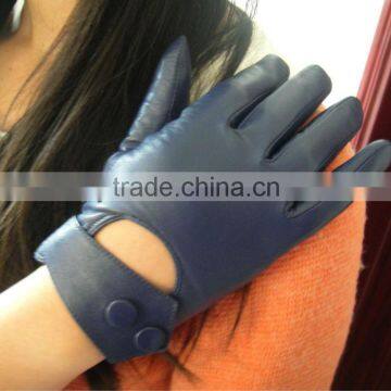 Wholesale personalized Cheap blue Leather Winter Gloves For Ladies