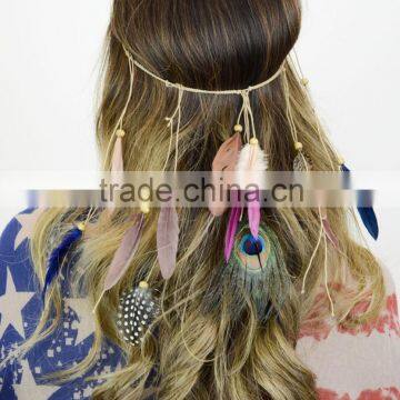 Beach Style Multi-Color Unique Feather Headband