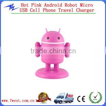 Newest Android Robot Universal USB Travel Wall Charger with Light Up Eyes & Moveable Arms for iphone