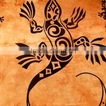 Indian Cotton Tapestry, Lizard Dorm Room, Full Size Bedsheets Golden Wall Decor Bedspread Picnic Blanket Wall Hanging Tapestries photo-2