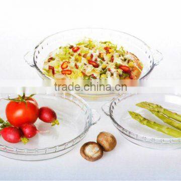 wholesale round clear pyrex glass plate with for microwave cooking