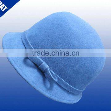 Blue color fashional wool felt fedora hat for women