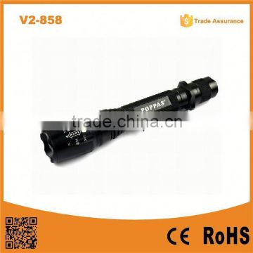 Hot Sale V2-858 18650 battery rechargeable long distance torch xm-l T6 10 w brightest led flashlights