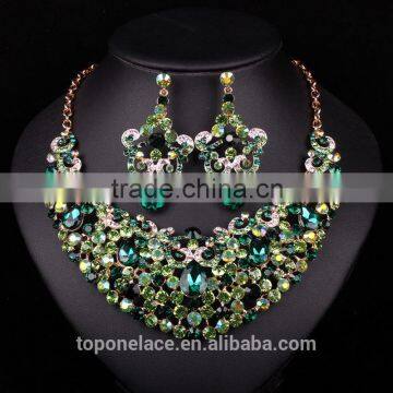 Wholesale Fashion Crystal Rhinestone Necklace Earring Diamond Jewelry Sets Dubai photo-2