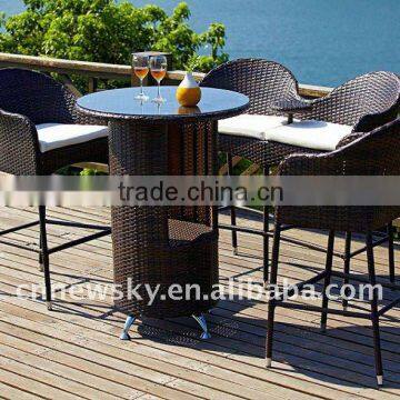 Patio rattan bar stool set