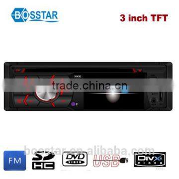 single din fixed panel car dvd vcd cd mp3 mp4 player with 3inch TFT screen Bluetooth fm radio receiver rear view system