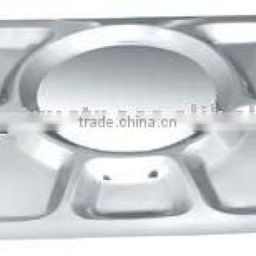 Stainless Steel Oriental Mess Tray / 6 compartment tray