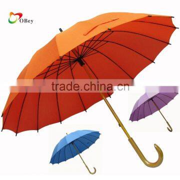 16 panels wooden fashionable rain umbrella