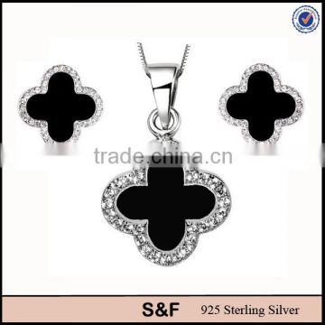 Black 925 sterling silver jewelry set, 2015 latest jewellery