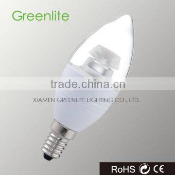 LED candle light 6W E14 350lm clear torpedo cover
