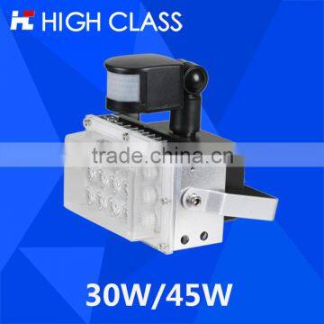 IP65 Outdoor Smart Light Infrared Microwave Sensor 30W 45W LED Spot Light Floodlight for Parking Lot Gate Garage Stair Lighting