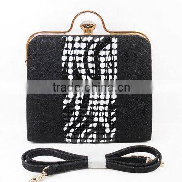 2015 new design vintage shiny handbag with rhinestone crystal diamond frame