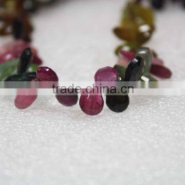 Multi Tourmaline Faceted Briolette Pear