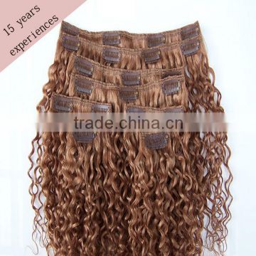 good quality factory price supply kinky curly clip in hair extensions