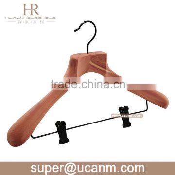 HRW-860A hot sale cedar wood hanger with clips