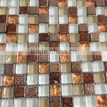 New Design Crystal Glass mix Metal Mosaic Tiles