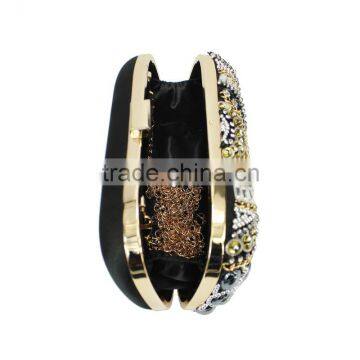 Fashion Classic Design Embroidery Flowers Party Black Diamond Clutch Evening Bag Shoulder Bag Handbag Ladies Purse(C024) photo-4