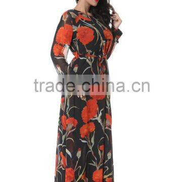 2016 New Spring Couture High-end Big Long Sleeved Printed Chiffon Dress photo-4