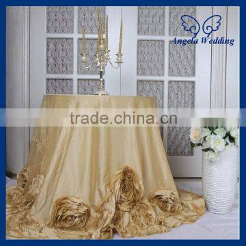 CL052C New Fancy elegant round flower fancy wedding champagne taffeta tablecloths