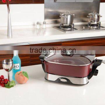 Multi Cooker With Adjustable Thermostat 12*12 Inches Square Non-stick Coating Electric Skillet Fry Pan photo-3