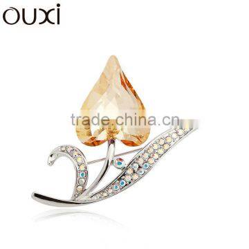 OUXI winter fashionable heart crystal brooch 60092