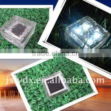 F Solar Ice Glass Brick LED Floor Lamp, Solar Garden Light, Underground Paver Light