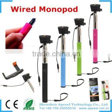 Charge Free Selfie Stick, Cable Take Pole, Wired Monopod z07-5 plus, Extendable Monopod for iphone6/6plus