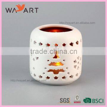 Hollow Out White Ceramic Custom Candle Jars