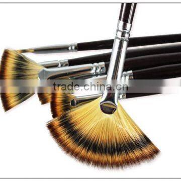Transon six pieces a setblack handle fan head colorful nylon hair artist brush set