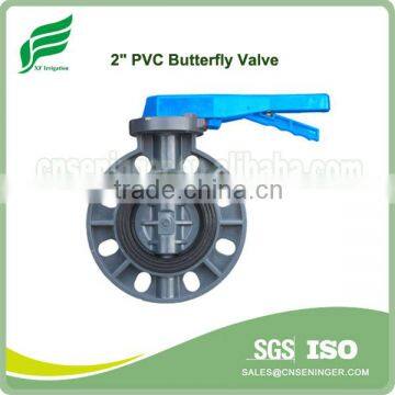 2" PVC butterfly valve with red handle