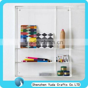 Wholesale wall-mounted plexiglass storage cabinet/ hanging acrylic display shelf for stationery