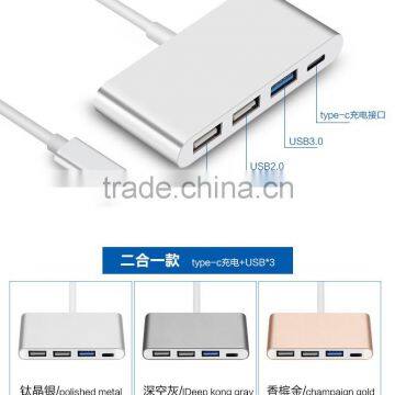 USB Type C Adapter with High Speed Charging 4 Prot Portable Type c HUB