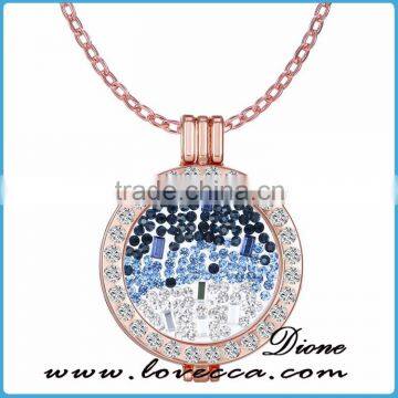 Alloy Necklace Locket, Coin Gold Necklace,Charm Crystal Necklace Women