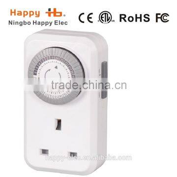 ON AUTO OFF HE01M UK plug in 230VAC 16(2)A 24 HOUR mechanical daily timer