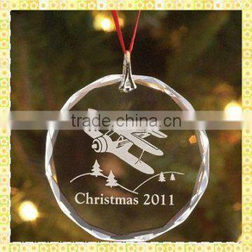 Personalized Glass Engraved Clear Round Christmas Ornaments For 2014 New Year Decoration