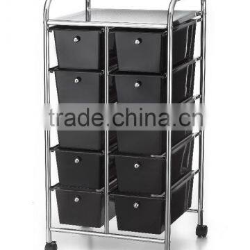 10 Drawer Black Rolling Storage Hair Salon Cart