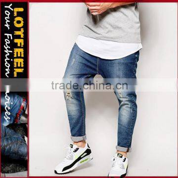 super ship jeans Distressed denim man jeans blue monkey jeans new pattern jeans(LOTA039)