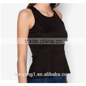 Basic Sleeveless Peplum Top Elegant Woman Blouses photo-2