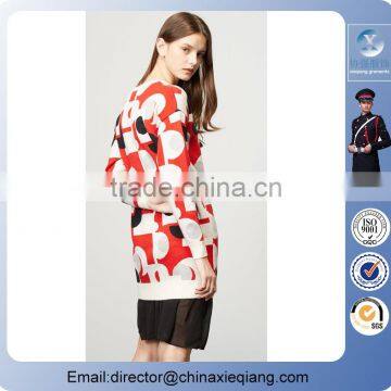 2016 Fashion Ladies O-neck Woolen Splicing Chiffon Dress Winter Dress for Women photo-2