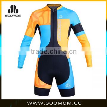 2016 New Men's Breathable & quick dry sublimation printing 3D cut super fit custom made Long Sleeve Skinsuit Cycling Kit