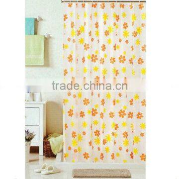 PEVA Printed Shower Curtain With 12 Plastic Rings