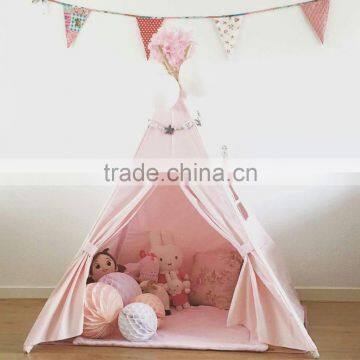 Wholesale 4-Wall Pure Plain Color canvas Princess Baby Happy kids indian tent childrens teepee