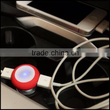 Light up Dual Usb Car Charger With Removable Silicone Ring