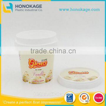 In mould labelling disposable ice cream containers,white ice cream container with spoon,plastic ice cream containers