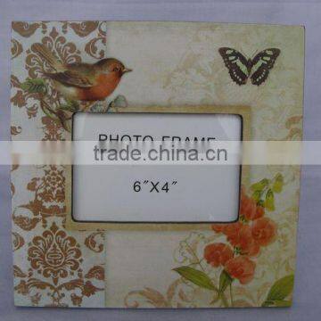 Beautiful Paper Printing Wooden Photo Frame 4x6'' Opening With Birds and Flower Desgin photo-5